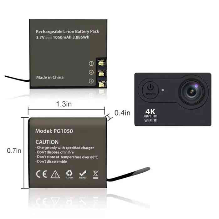 EKEN PG1050 Battery For SJCAM SJ4000 SJ5000X EKEN H9R H8R M10 4K WIFI Action Camera